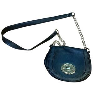 Emma Fox Black Leather Small Crossbody Bag Gold Hardware & Chain Strap Classic